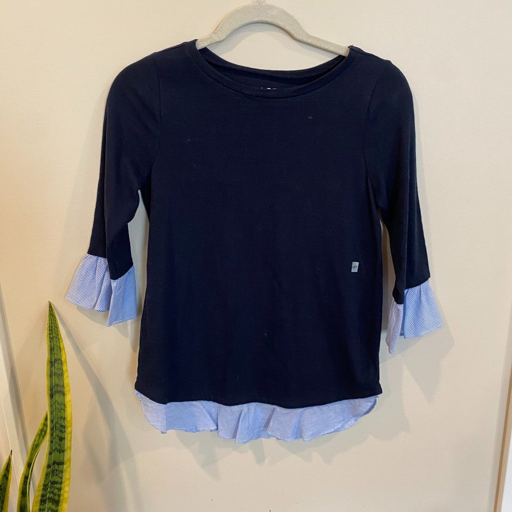 Loft Navy Blue 3/4 Sleeve Knit Blouse